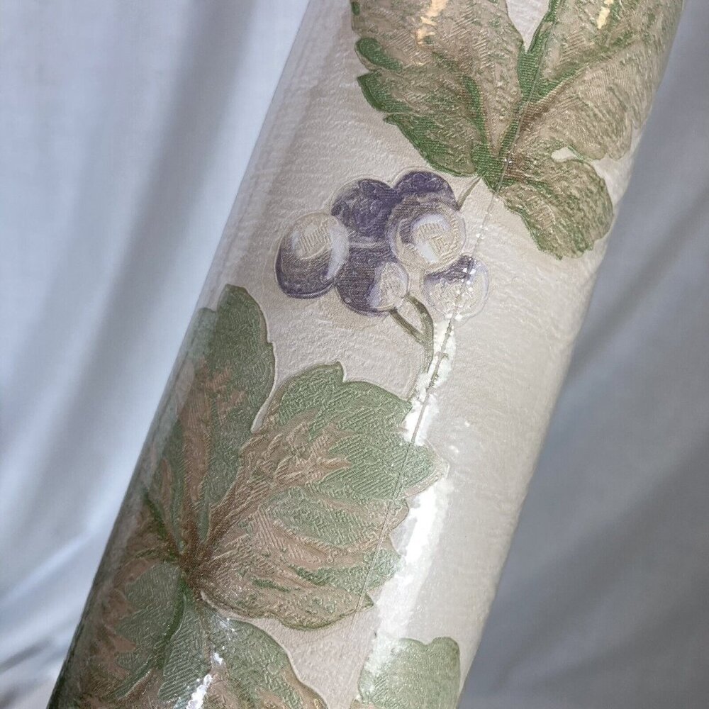 Italian Prepasted Grapes Ivy Solid Sheet Vinyl Wallpaper New 21" x 11 Yds